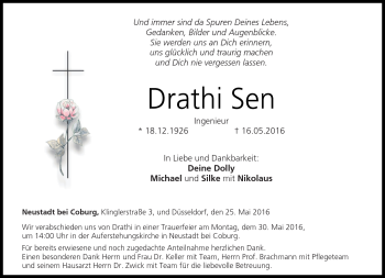 Traueranzeige von Drathi Sen von Neue Presse Coburg