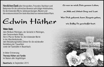Traueranzeige von Edwin Hüther von Südthüringer Presse