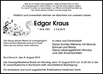 Traueranzeige von Edgar Kraus von Neue Presse Coburg
