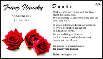 Traueranzeige von Franz Ilausky von Südthüringer Presse