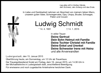 Traueranzeige von Ludwig Schmidt von Neue Presse Coburg