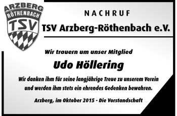 Traueranzeige von Udo Höllering von Frankenpost