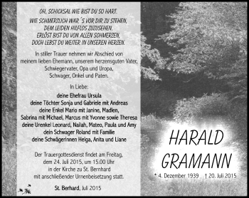 Traueranzeige von Harald Gramann von Südthüringer Presse