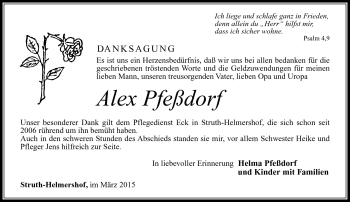 Traueranzeige von Alex Pfeßdorf von Südthüringer Presse