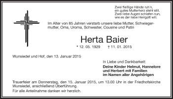 Traueranzeige von Herta Baier von 23320