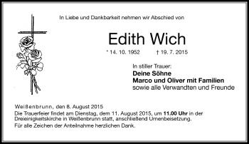 Traueranzeige von Edith Wich von Neue Presse Coburg