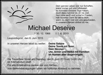 Traueranzeige von Michael Deseive von Frankenpost