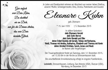 Traueranzeige von Eleonore Kuhn von Südthüringer Presse