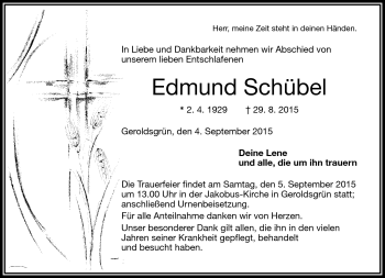 Traueranzeige von Edmund Schübel von Frankenpost