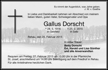 Traueranzeige von Gallus Dorscht von Frankenpost