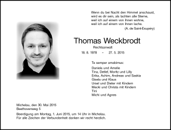 Traueranzeige von Thomas Weckbrodt von Neue Presse Coburg