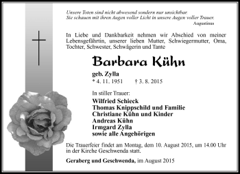 Traueranzeige von Barbara Kühn von Südthüringer Presse