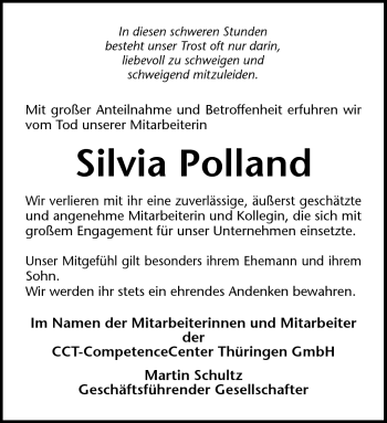 Traueranzeige von Silvia Polland von Südthüringer Presse