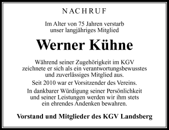Traueranzeige von Werner Kühne von Südthüringer Presse