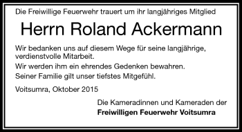 Traueranzeige von Roland Ackermann von Frankenpost
