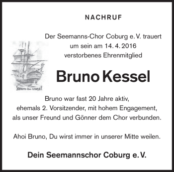 Traueranzeige von Bruno Kessel von Neue Presse Coburg