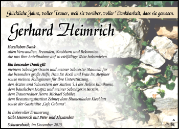 Traueranzeige von Gerhard Heimrich von Südthüringer Presse