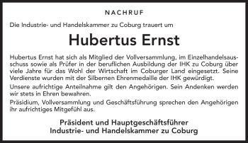 Traueranzeige von Hubertus Ernst von Neue Presse Coburg