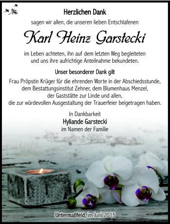 Traueranzeige von Karl-Heinz Garstecki von Südthüringer Presse
