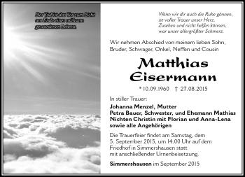 Traueranzeige von Matthias Eisermann von Südthüringer Presse