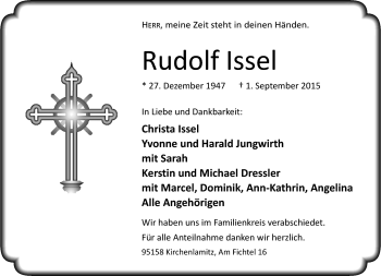 Traueranzeige von Rudolf Issel von Frankenpost