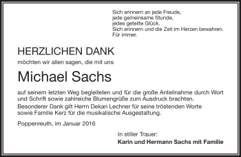 Traueranzeige von Michael Sachs von Frankenpost