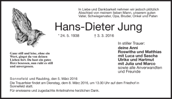 Traueranzeige von Hans-Dieter Jung von Neue Presse Coburg