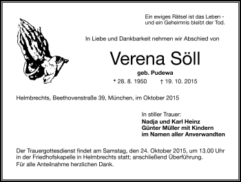 Traueranzeige von Verena Söll von Frankenpost