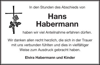 Traueranzeige von Hans Habermann von Südthüringer Presse