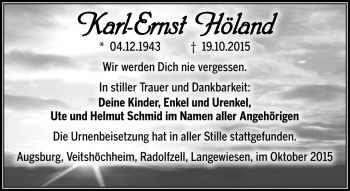Traueranzeige von Karl-Ernst Höland von Südthüringer Presse
