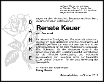 Traueranzeige von Renate Keuer von Südthüringer Presse