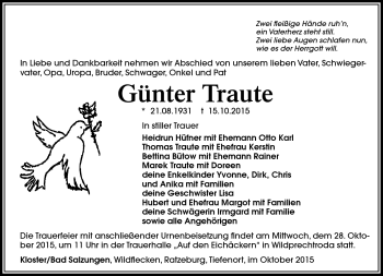 Traueranzeige von Günter Traute von Südthüringer Presse
