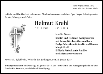 Traueranzeige von Helmut Krehl von Neue Presse Coburg