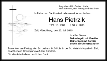 Traueranzeige von Hans Pietrzik von Frankenpost