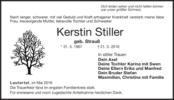 Traueranzeige von Kerstin Stiller von Neue Presse Coburg