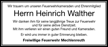 Traueranzeige von Heinrich Walther von Frankenpost