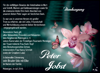Traueranzeige von Peter Jobst von Südthüringer Presse