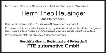 Traueranzeige von Theo Heusinger von Neue Presse Coburg
