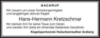 Traueranzeige von Hans-Hermann Kretzschmar von Frankenpost