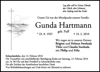 Traueranzeige von Gunda Hartmann von Neue Presse Coburg