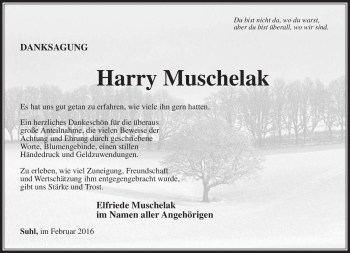 Traueranzeige von Harry Muschelak von Südthüringer Presse