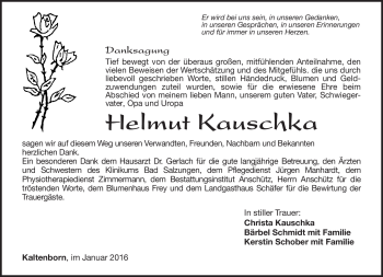 Traueranzeige von Helmut Kauschka von Südthüringer Presse
