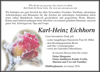 Traueranzeige von Karl-Heinz Eichhorn von Südthüringer Presse