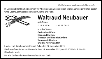 Traueranzeige von Waltraud Neubauer von Neue Presse Coburg