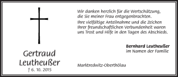 Traueranzeige von Gertraud Leutheußer von Frankenpost