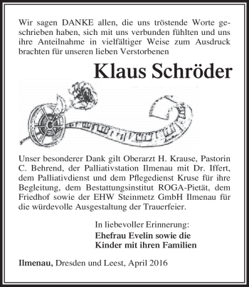 Traueranzeige von Klaus Schröder von Südthüringer Presse