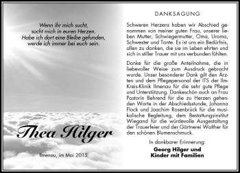 Traueranzeige von Thea Hilger von Südthüringer Presse