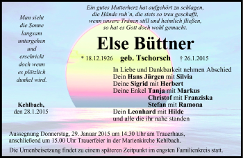Traueranzeige von Else Büttner von Neue Presse Coburg