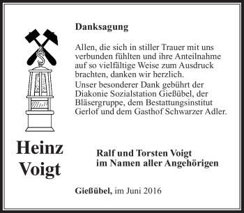 Traueranzeige von Heinz Voigt von Südthüringer Presse