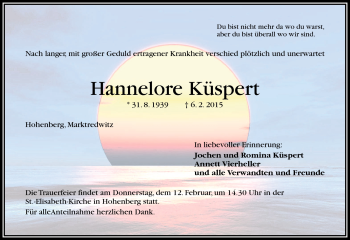 Traueranzeige von Hannelore Küspert von Frankenpost